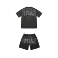 Rhinestone Script S/S Tee & Mesh Shorts Set 'Black' SS26