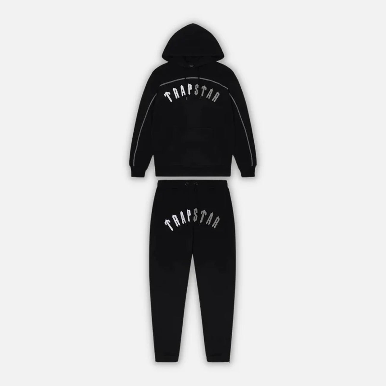 Trapstar Irongate Chenille Arch Hooded Tracksuit Black Monochrome Edition