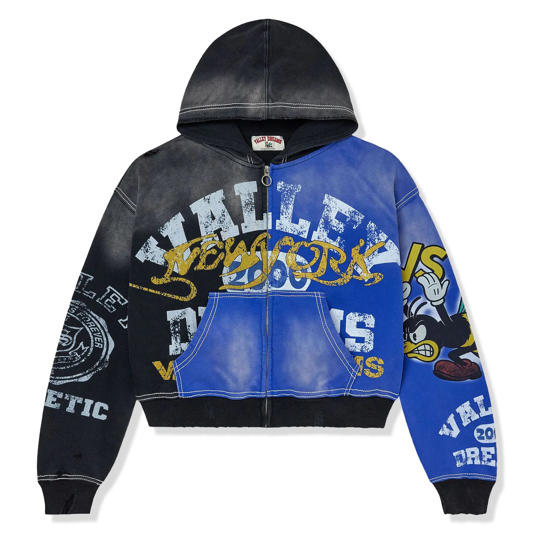 Valley Dreams Bipolar Black Blue Zip-Up Hoodie